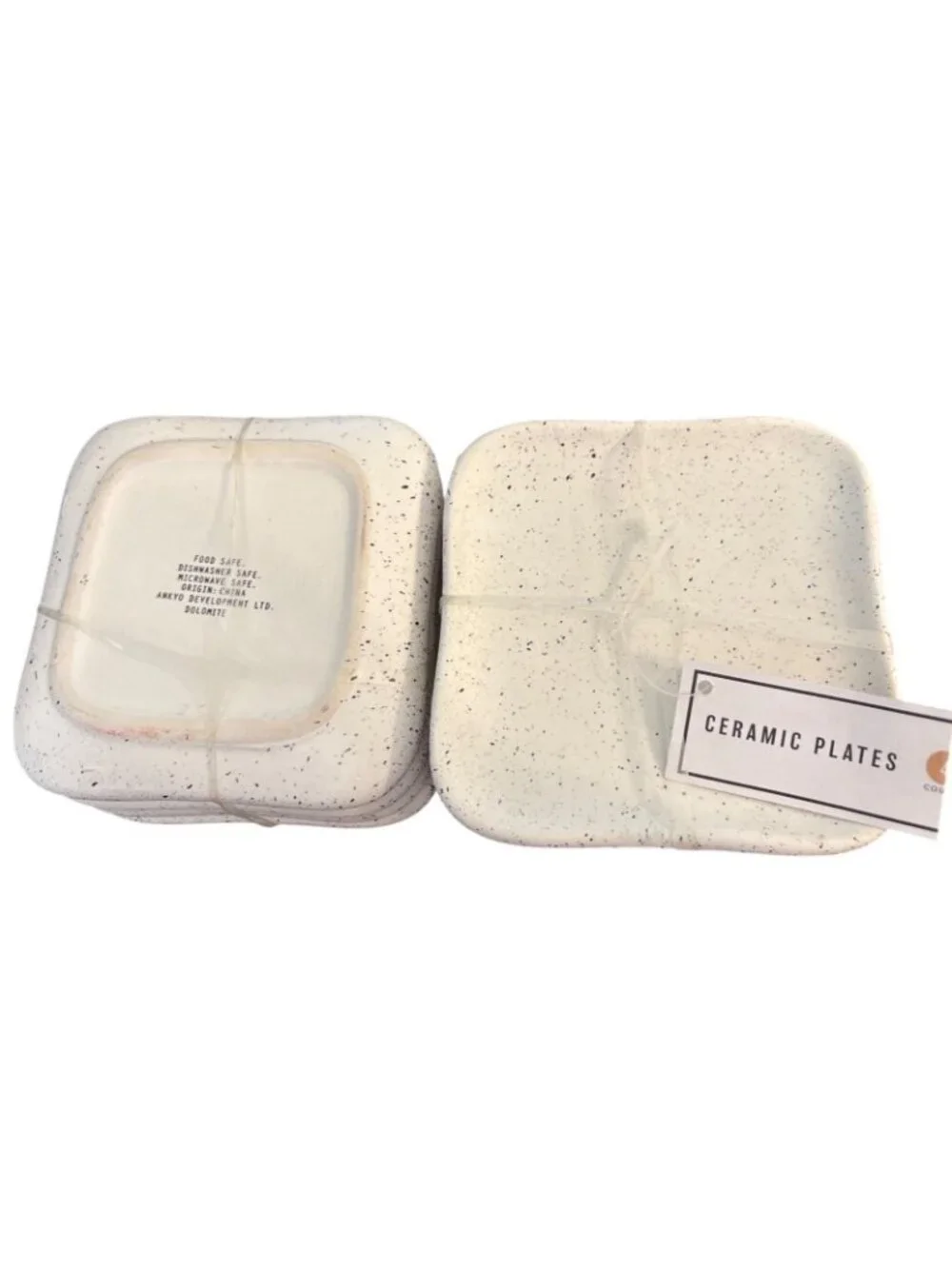 Ankyo Development Speckled Ceramic Set 4 Plates Food Safe Sturdy Everyday RARE